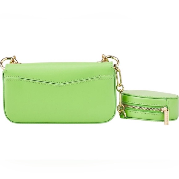 SANDRO totemo shoulder bag LIME GREEN with gold chain +zip coin purse NWT - Picture 6 of 6